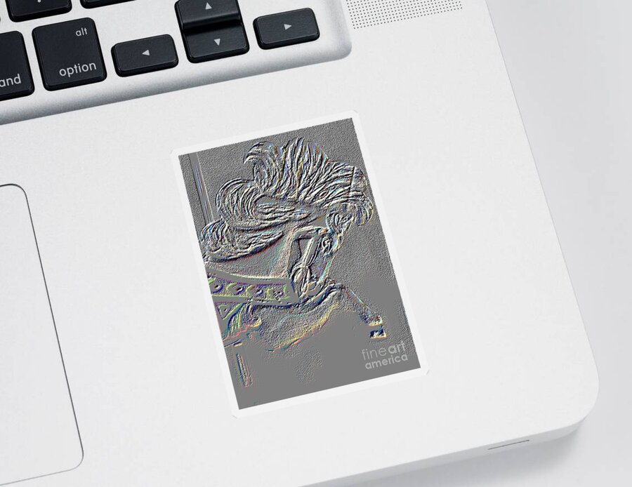 Digital Sticker featuring the digital art Grey Stone Carousel Horse by Patty Vicknair