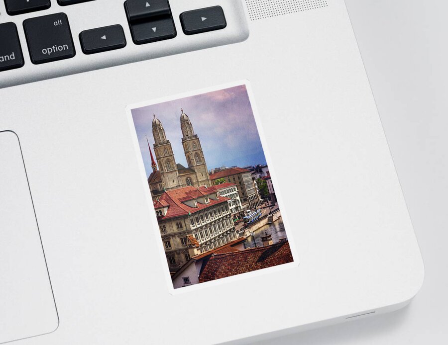 Zurich Sticker featuring the photograph Grossmunster in Zurich by Carol Japp