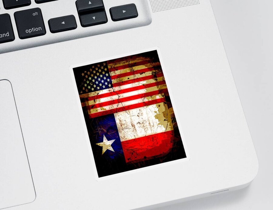Usa Sticker featuring the photograph Grunge Style US and Texas Flags by David G Paul