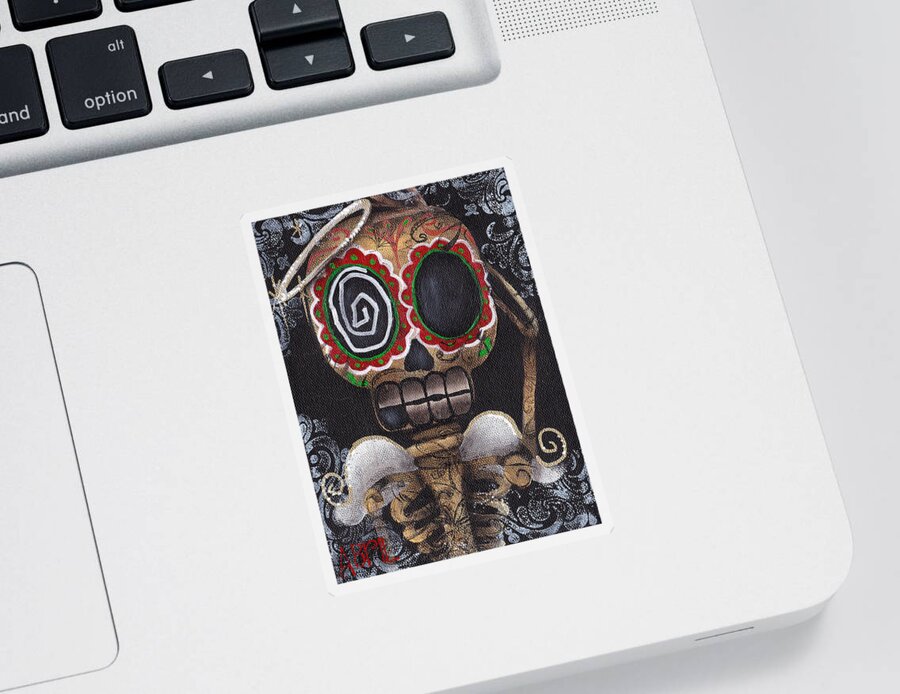 Day Of The Dead Sticker featuring the painting Guardian Angel by Abril Andrade