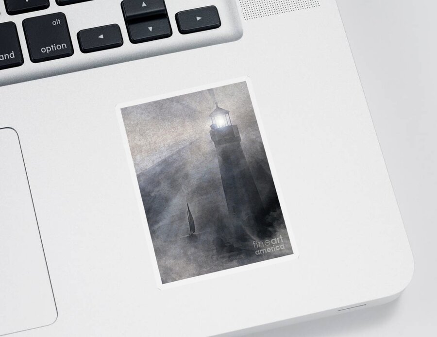 Lighthouse Sticker featuring the photograph Guiding Light Distressed by Stephanie Laird