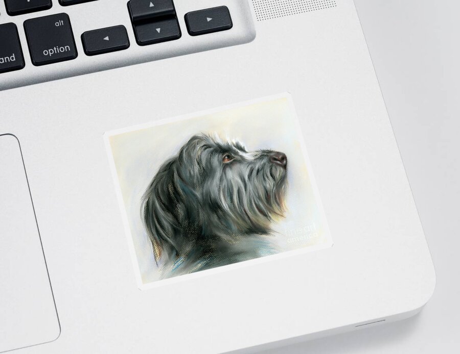 Dog Sticker featuring the painting Hamish the Wolfhound by MM Anderson