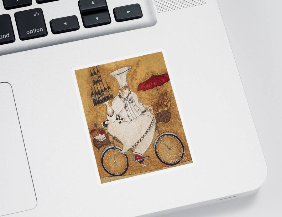 Chef Sticker featuring the photograph Happy chef on the bike by Vesna Antic