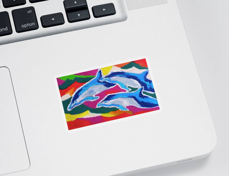 Dolphin Sticker featuring the painting Happy Dolphin Dance by Stephen Anderson