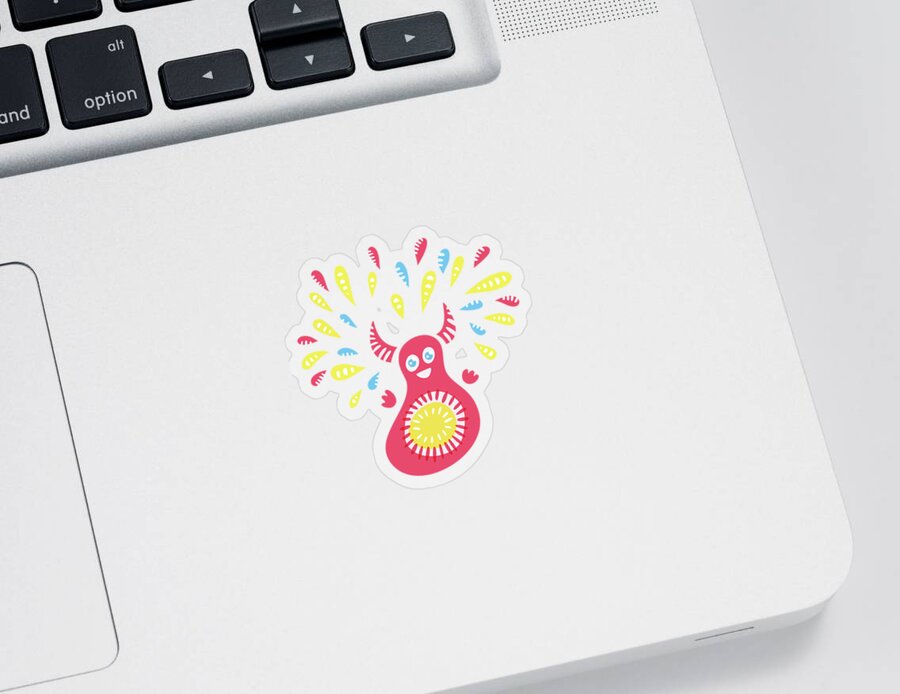 Happy Creature Sticker featuring the digital art Happy Jumping Creature by Boriana Giormova