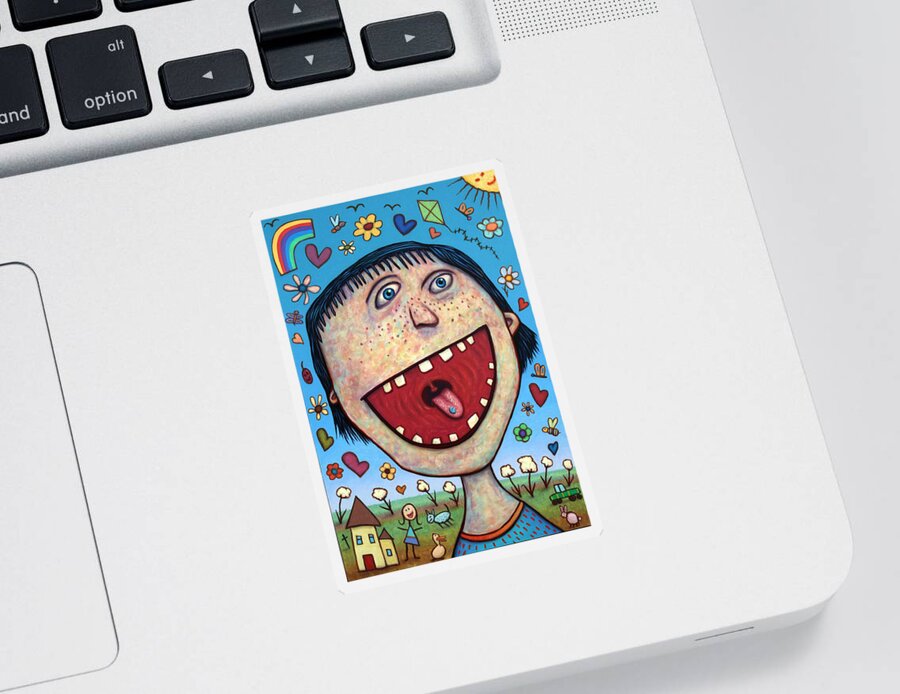 Happy Sticker featuring the painting Happy Pill by James W Johnson