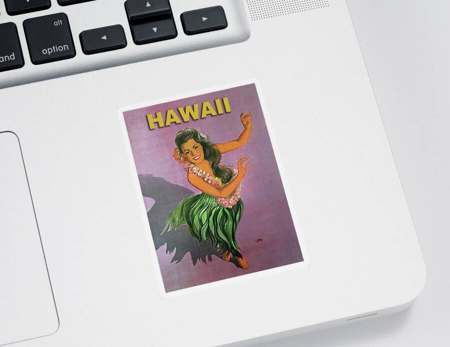 Hawaii Sticker featuring the painting Hawaii, dancing hula woman by Long Shot