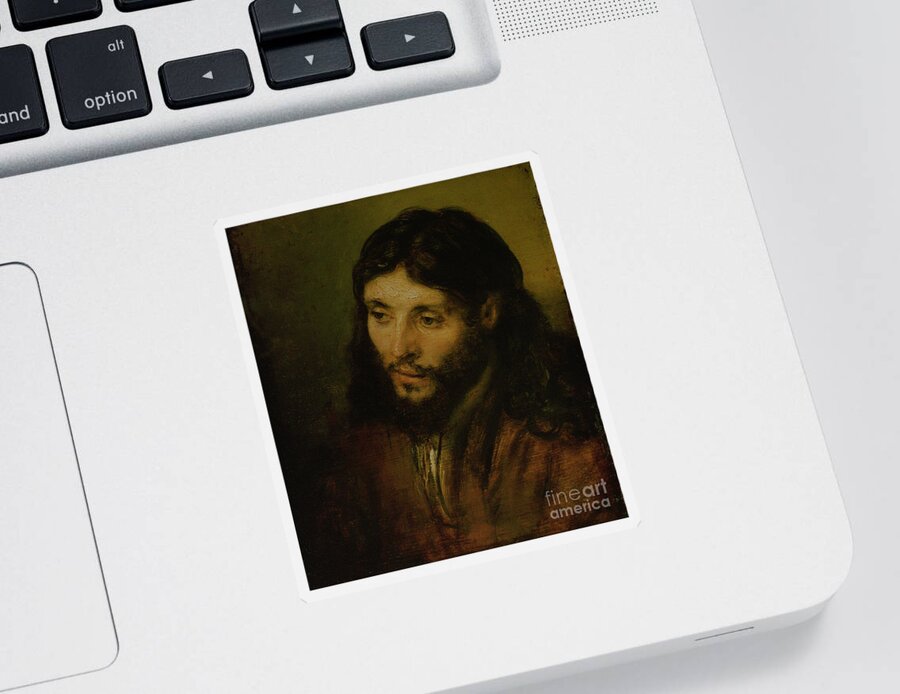 Head Sticker featuring the painting Head of Christ by Rembrandt