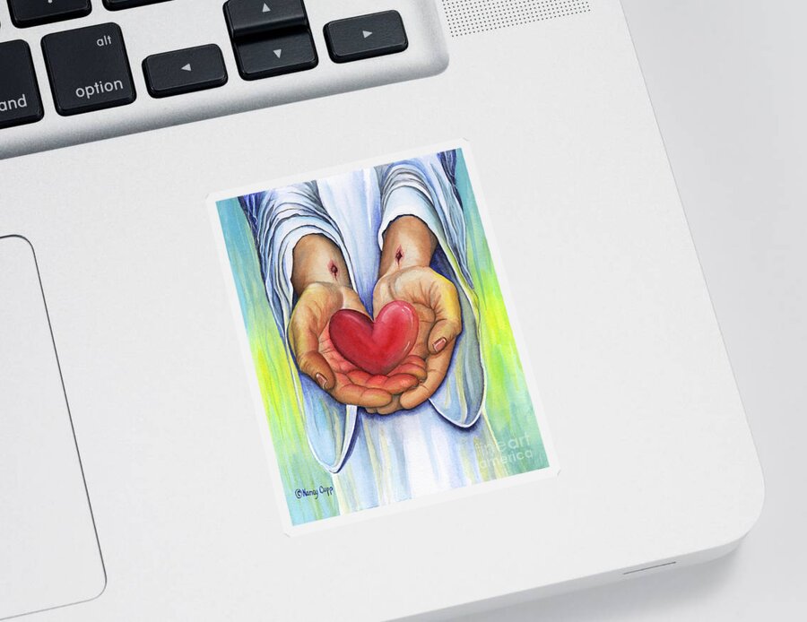 Jesus Sticker featuring the painting Heart's Desire by Nancy Cupp