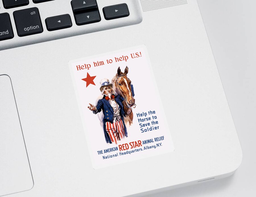 Animal Relief Sticker featuring the painting Help The Horse To Save The Soldier by War Is Hell Store