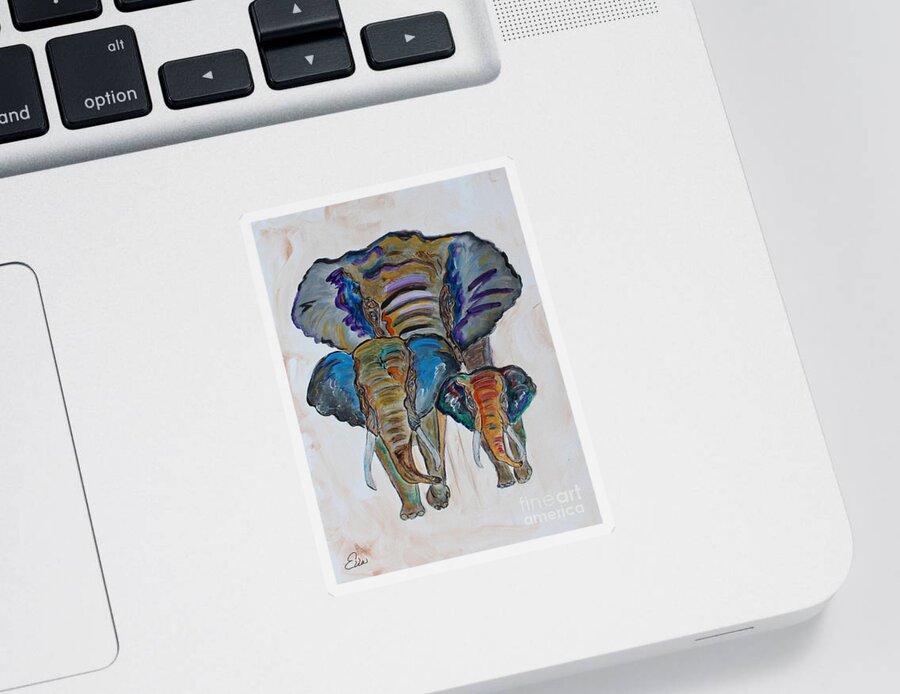 Elephant Sticker featuring the painting Heritage Walk by Ella Kaye Dickey