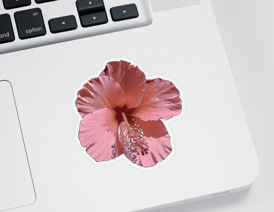  Hibiscus Sticker featuring the digital art Hibiscus Flower by Lena Owens - OLena Art Vibrant Palette Knife and Graphic Design