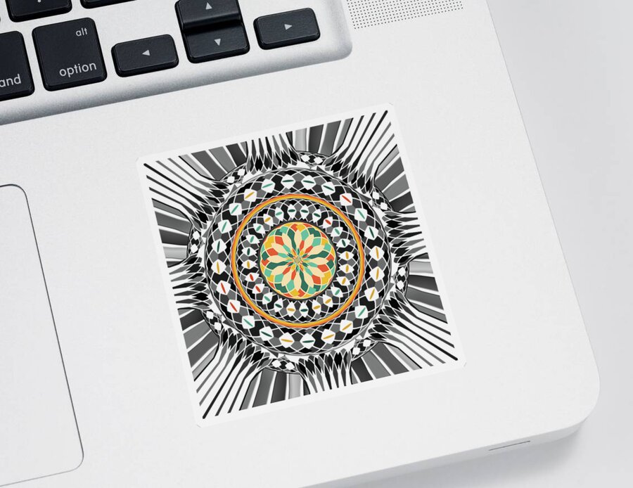 Mandala Sticker featuring the digital art High contrast mandala by Gaspar Avila