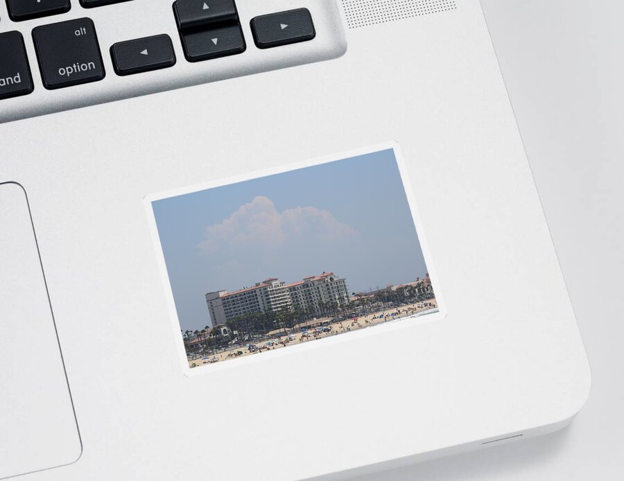 Cumulus Cloud Sticker featuring the photograph High Cumulus Cloud Over Huntington Beach by Colleen Cornelius