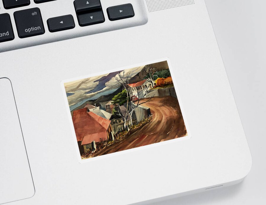 Landscape Sticker featuring the painting High Road at Jerome by Thomas Tribby