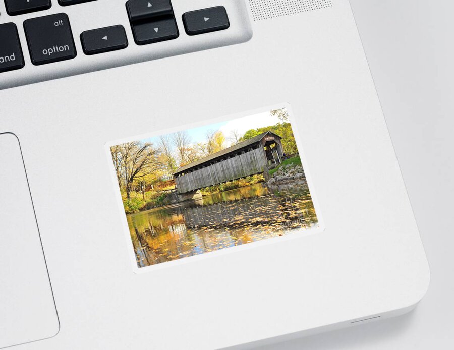 Fallasburg Covered Bridge Sticker featuring the photograph Historic Fallasburg Covered Bridge by Terri Gostola