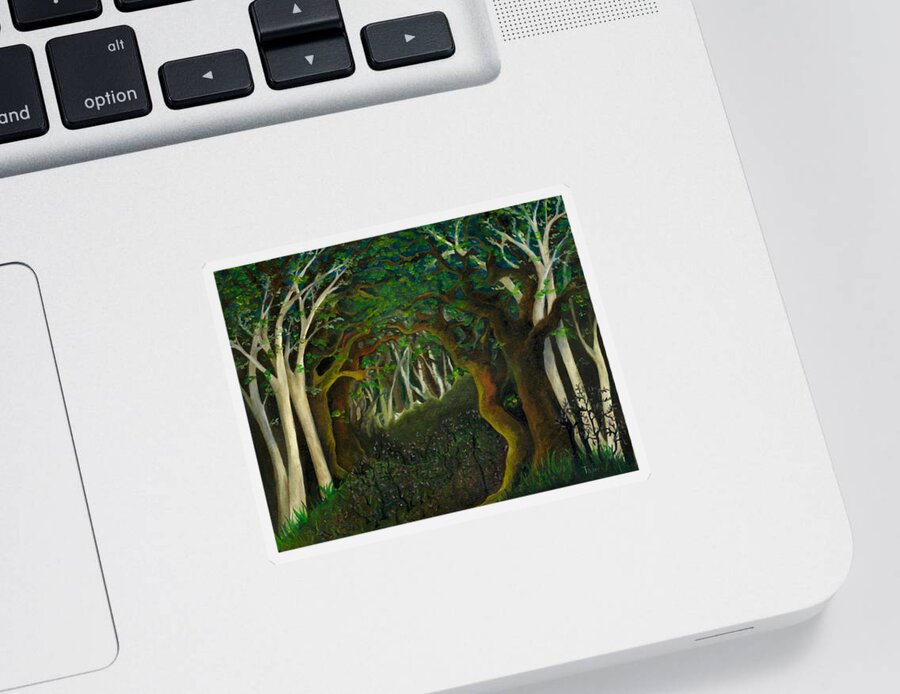 Birch Sticker featuring the painting Hobbit Woods by FT McKinstry