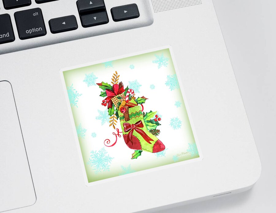 Holiday Sticker featuring the painting Holiday Celebration-B by Jean Plout
