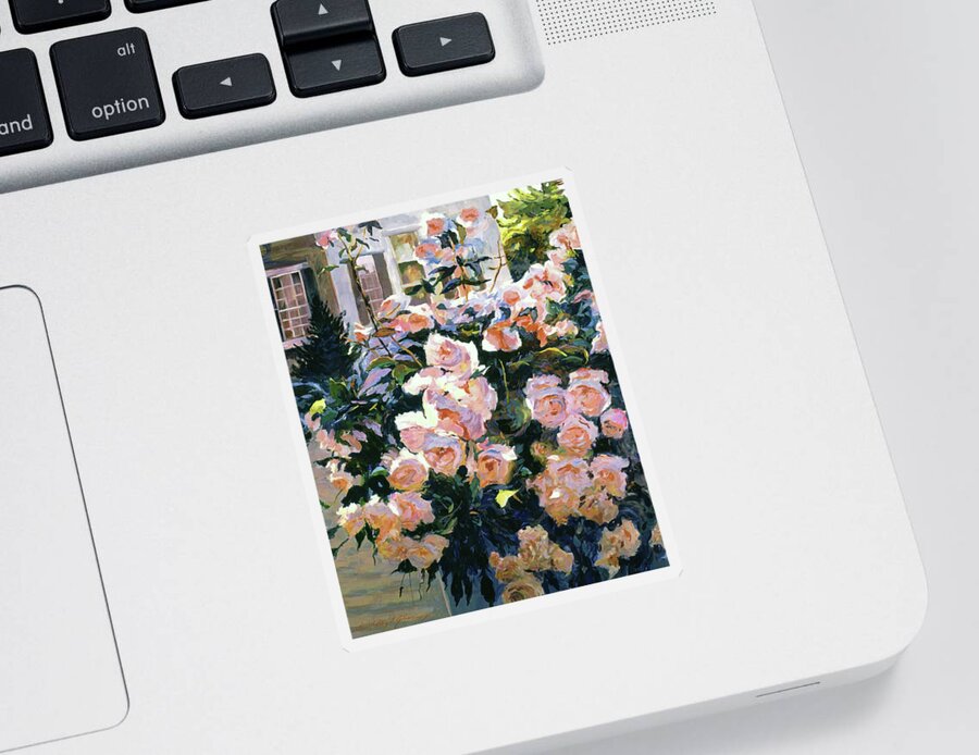 Gardens Sticker featuring the painting Hollywood Cottage Garden Roses by David Lloyd Glover