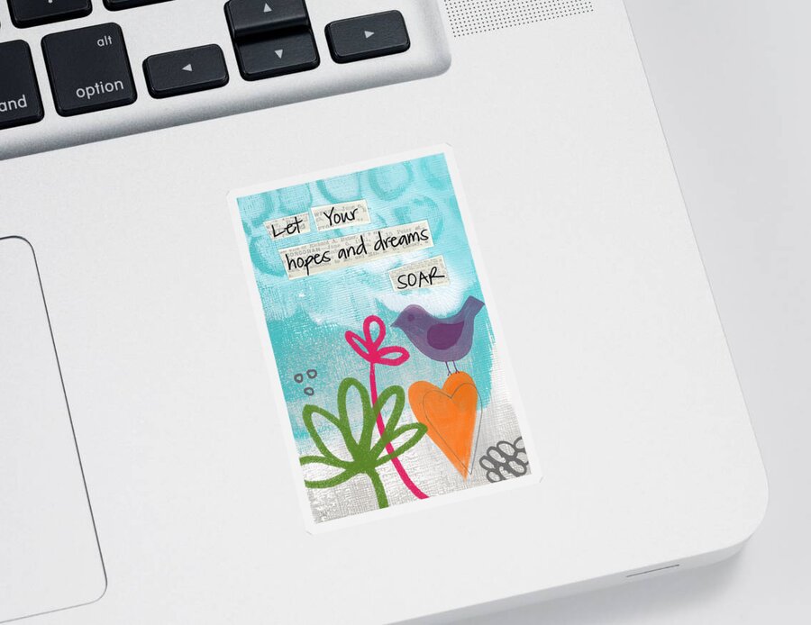 Abstract Sticker featuring the painting Hopes and Dreams Soar by Linda Woods