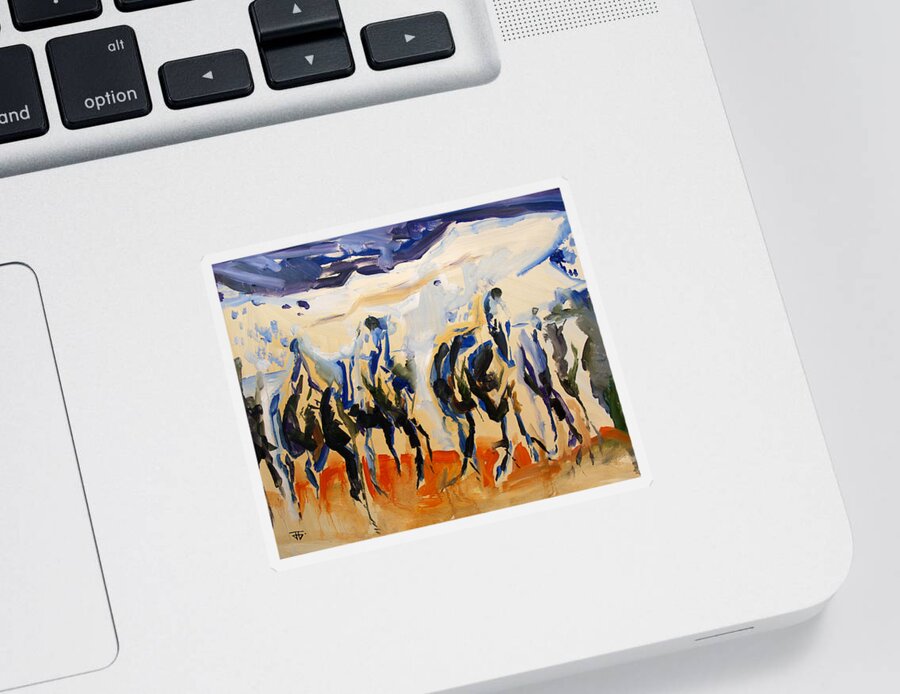  Sticker featuring the painting Horse Mountains by John Gholson