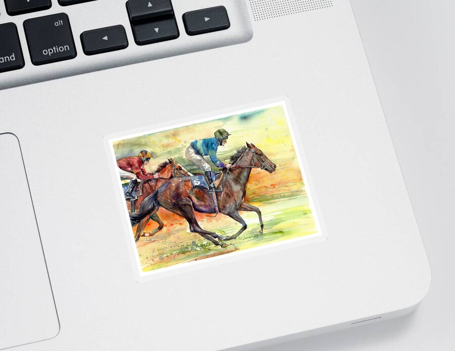 Horse Sticker featuring the painting Horse Races by Suzann Sines