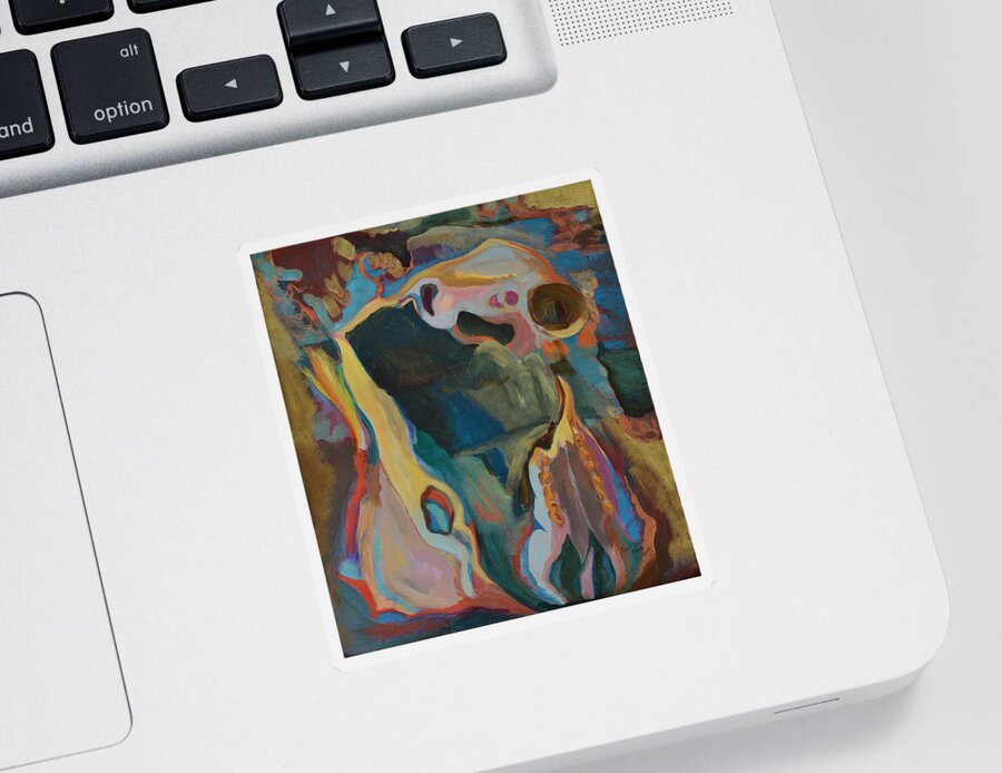 Horse Sticker featuring the painting Horse Skull Study by Carol Oufnac Mahan