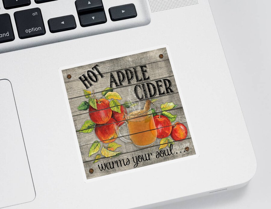 Wood Sticker featuring the painting Hot Apple Cider-JP3601 by Jean Plout