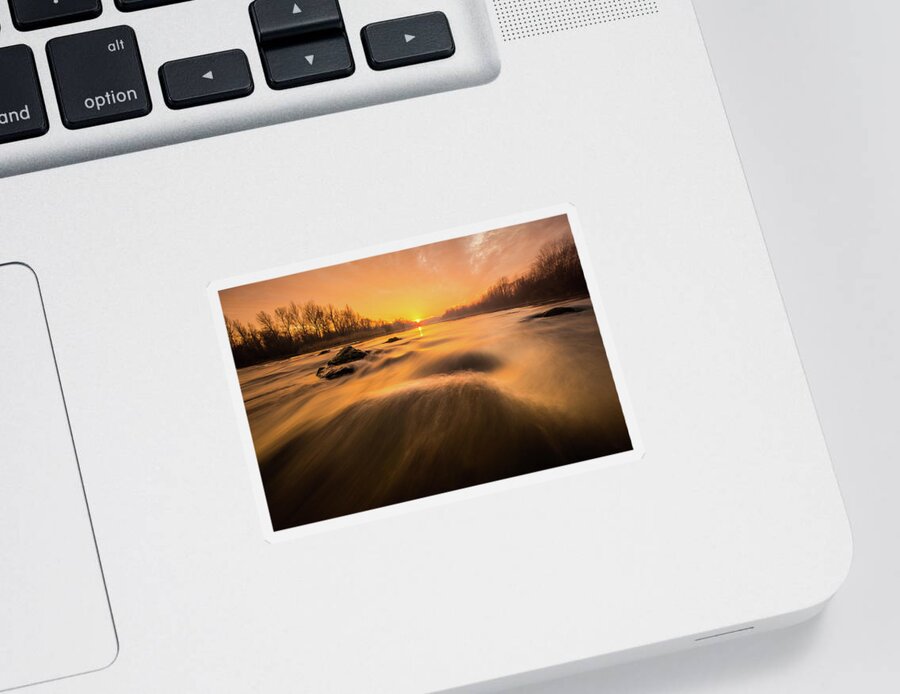 Landscape Sticker featuring the photograph Hovering over the river by Davorin Mance