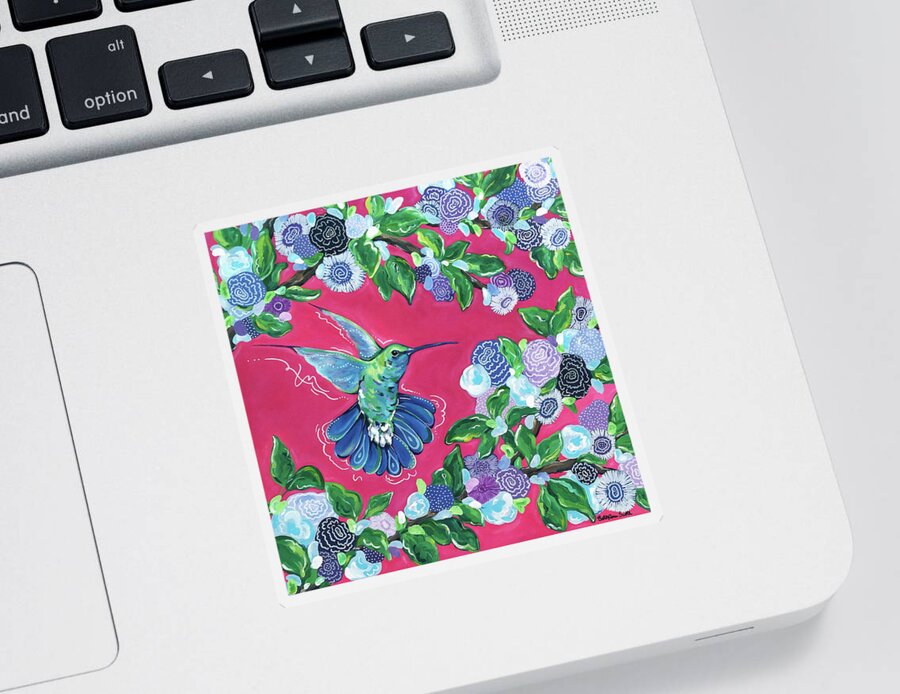 Hummingbird Sticker featuring the painting Hummingbird by Beth Ann Scott