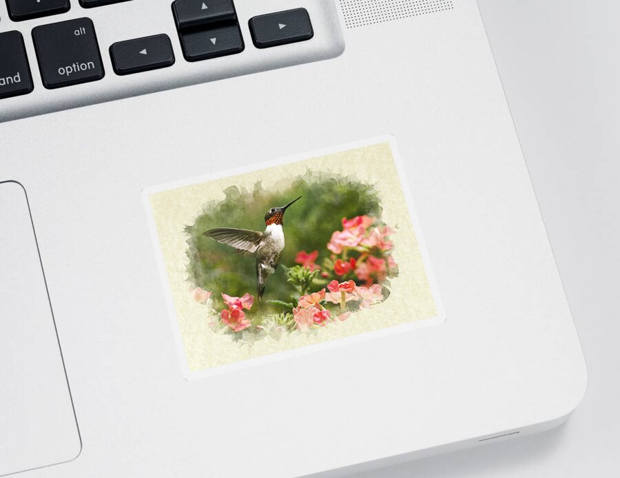 Note Card Sticker featuring the mixed media Note Card Hummingbird Garden Jewel by Christina Rollo