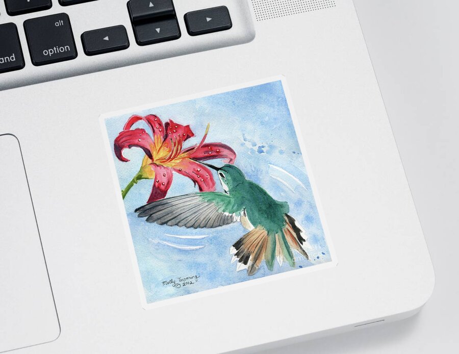 Hummingbird Sticker featuring the painting Hummingbird by Melly Terpening