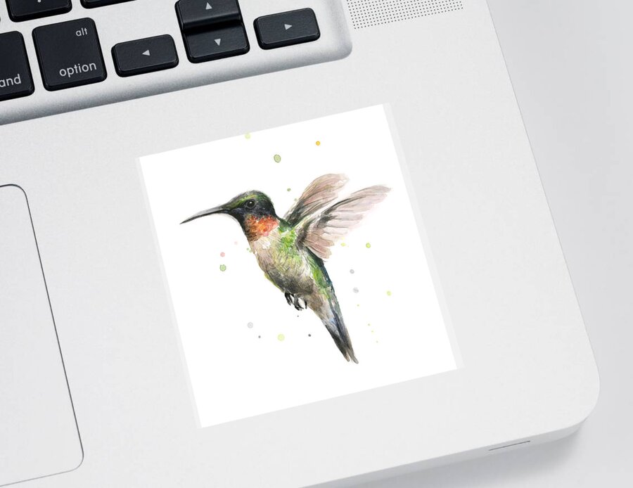 Animal Sticker featuring the painting Hummingbird by Olga Shvartsur