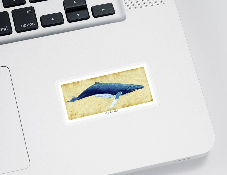 Humpback Sticker featuring the photograph Humpback Whale painting - framed by Weston Westmoreland