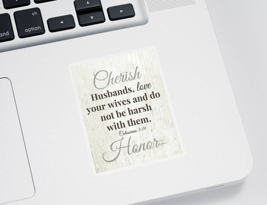 Scripture Sticker featuring the digital art Husbands Love Honor Cherish- Art by Linda Woods by Linda Woods