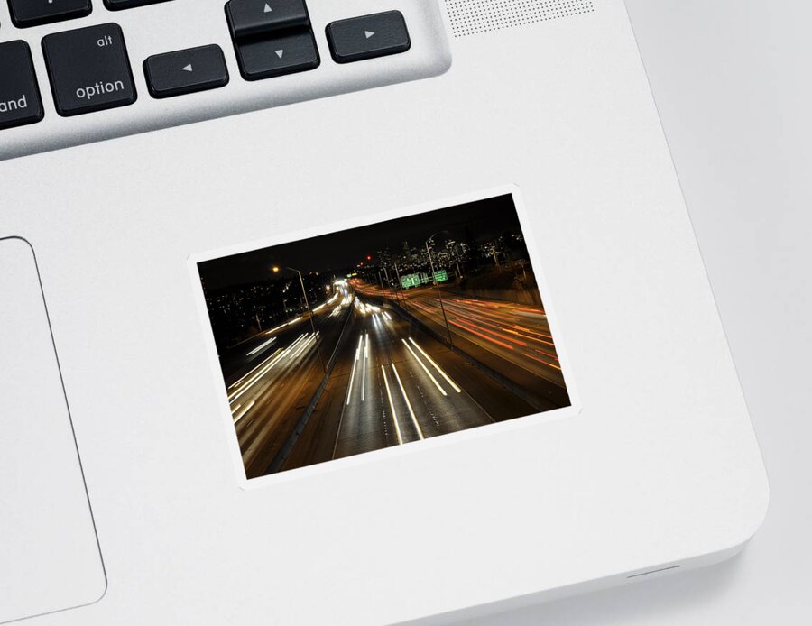 Night Sticker featuring the photograph I-5 at Night by Pelo Blanco Photo