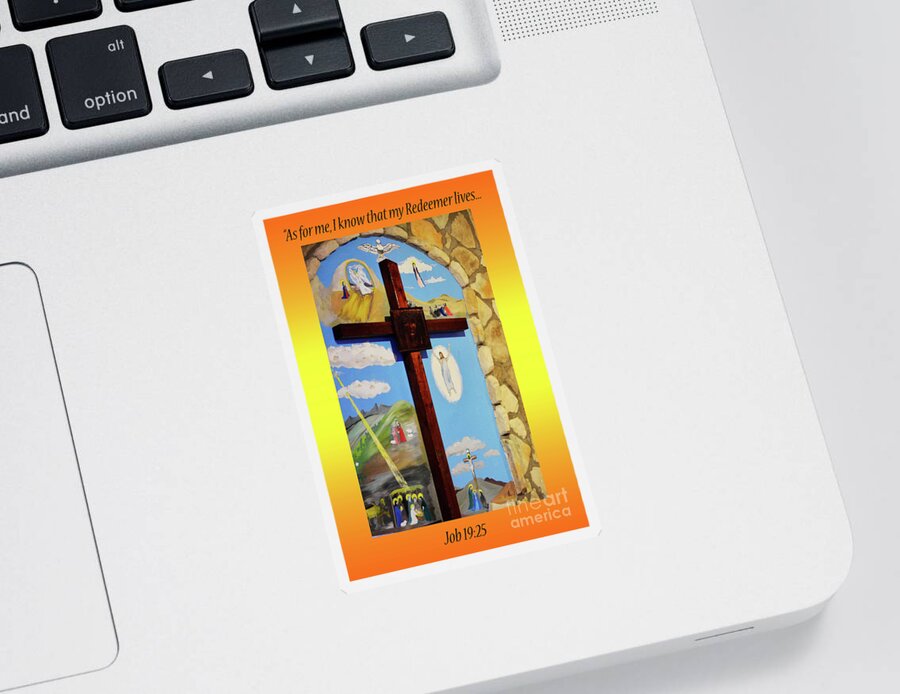 Scripture Sticker featuring the photograph I know my Redeemer lives by Debby Pueschel