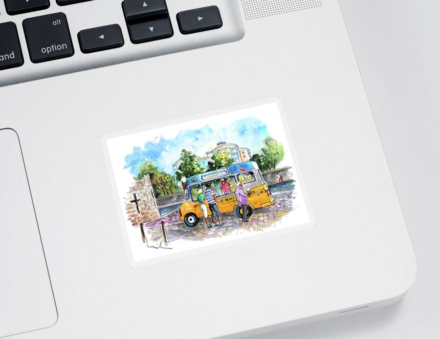 Travel Sticker featuring the painting Icecream Van In York 02 by Miki De Goodaboom
