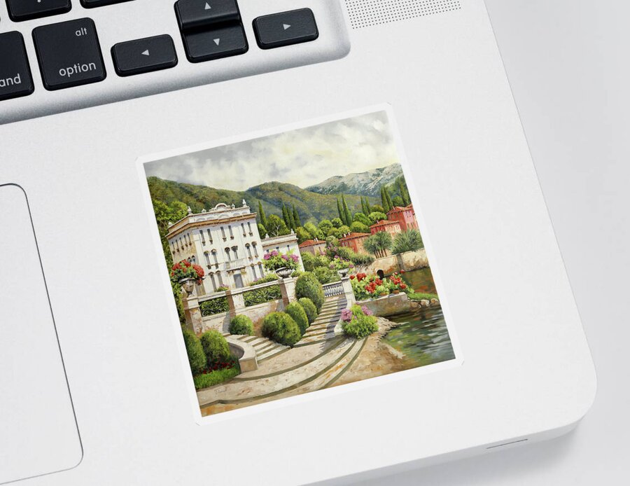 Palace Sticker featuring the painting Il Palazzo Sul Lago by Guido Borelli