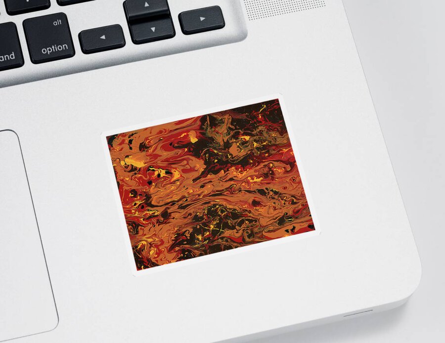 Abstract Sticker featuring the painting In Flames by Matthew Mezo