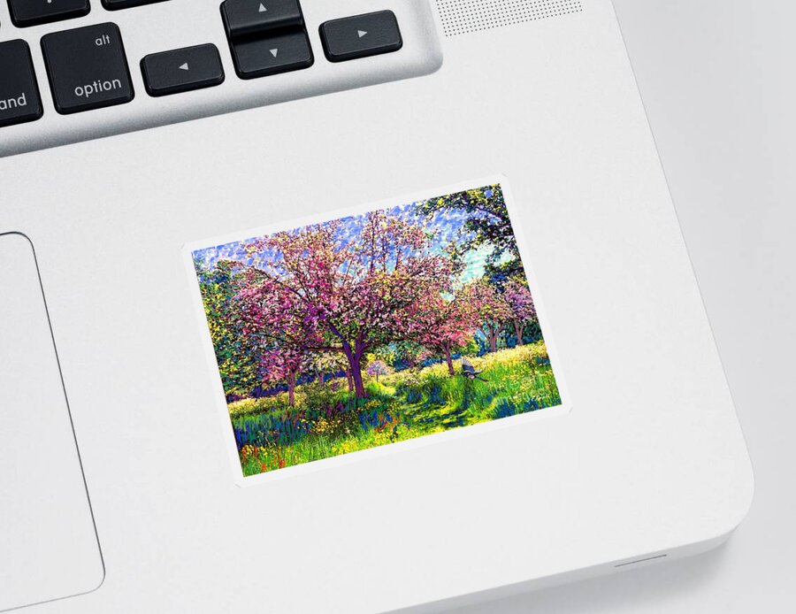 Floral Sticker featuring the painting In Love with Spring, Blossom Trees by Jane Small