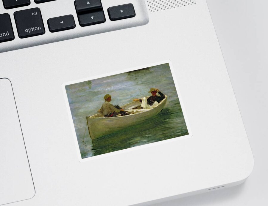 Rowing Sticker featuring the painting In the Rowing Boat by Henry Scott Tuke