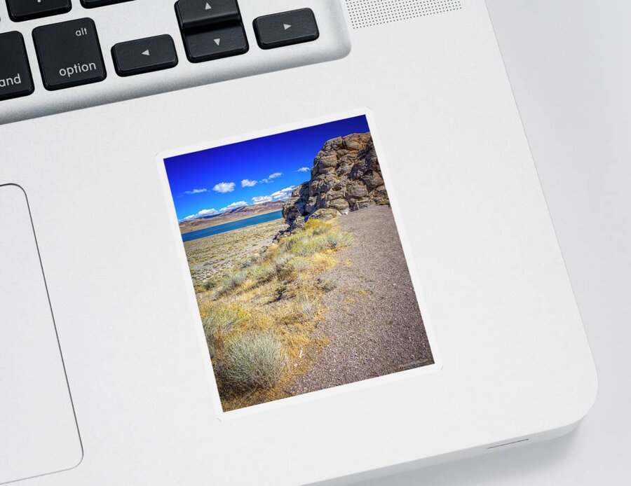 Hot Sticker featuring the photograph Indian Head Beach Pyramid Lake Nevada by LeeAnn McLaneGoetz McLaneGoetzStudioLLCcom
