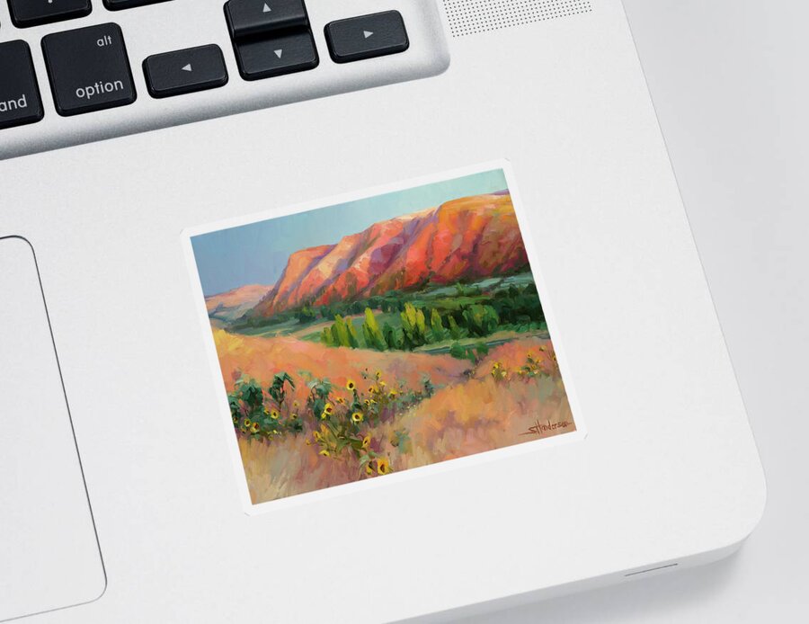 Landscape Sticker featuring the painting Indian Hill by Steve Henderson