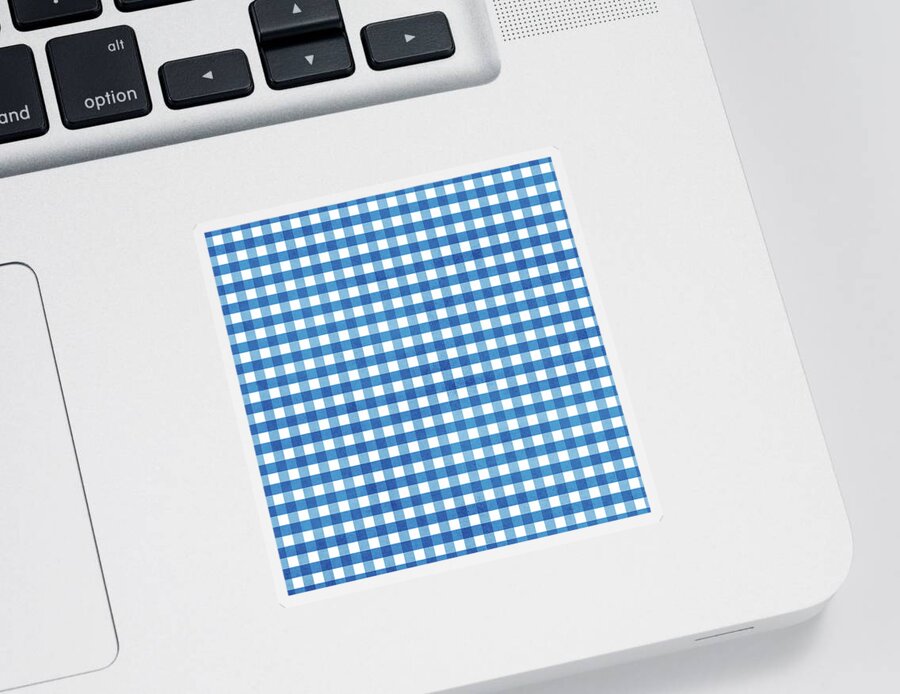 Gingham Sticker featuring the digital art Indigo Gingham- Design by Linda Woods by Linda Woods