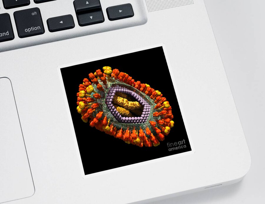 Biological Sticker featuring the digital art Influenza Virus Cutaway 5 by Russell Kightley