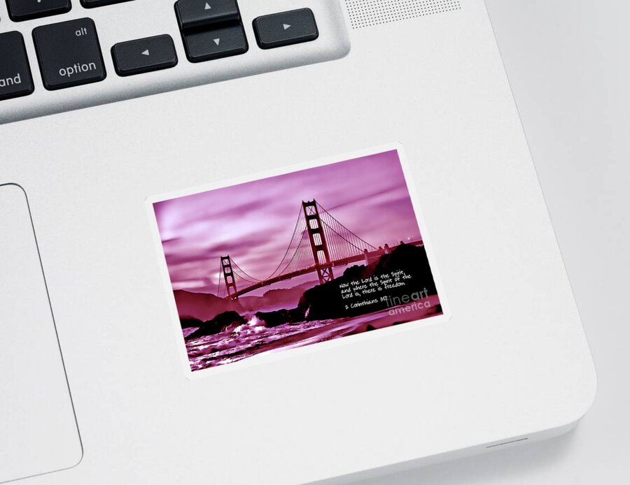  Golden Gate Bridge Sticker featuring the photograph Inspirational - Nightfall at the Golden Gate by Mark Madere