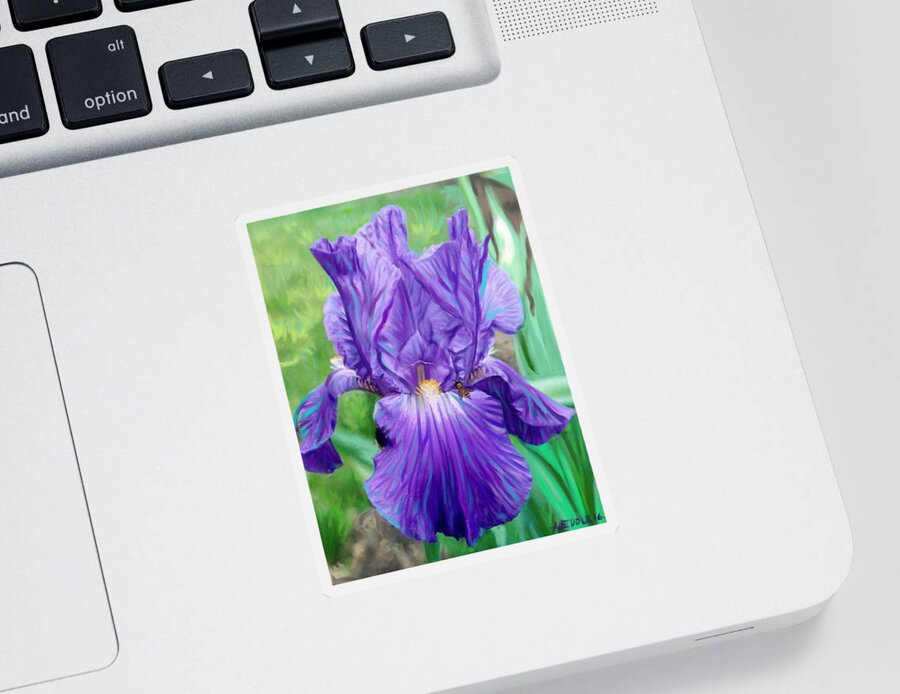 Iris Sticker featuring the painting Iris by Angela Weddle