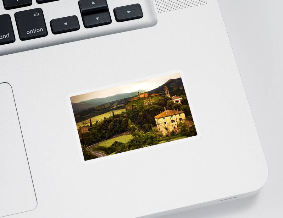 Italy Sticker featuring the photograph Italian Castle and Landscape by Marilyn Hunt