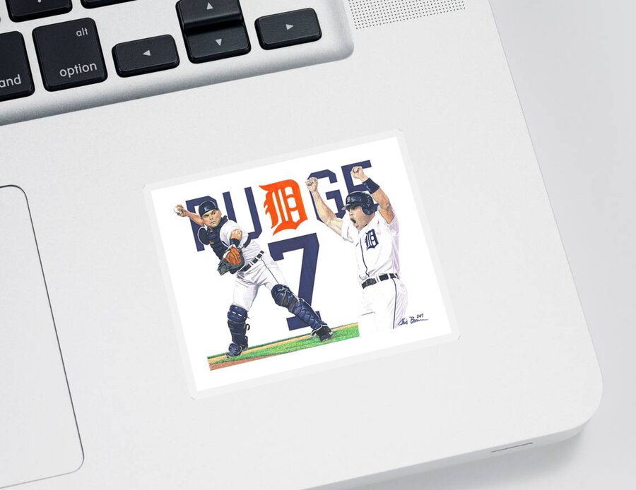 Detroit Tigers Sticker featuring the drawing Ivan Pudge Rodriguez by Chris Brown